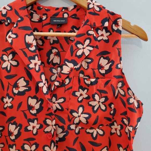 Target Who What Wear Floral Sleeveless Button Up - Picture 2 of 3